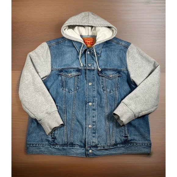 Levi's Jackets & Blazers - Levis Vintage Fit Hybrid Hooded Denim Trucker Hoodie Jean Jacket Mens XL